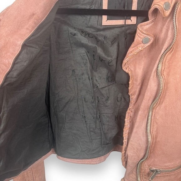 Mauritius Pink Fringe Lamb Leather Jacket Womens Size 6 Western Boho Coat NEW - Picture 10 of 16